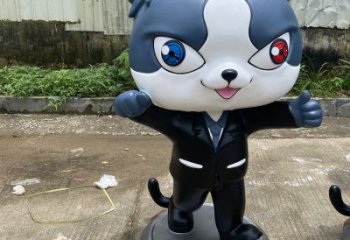 噴漆黑貓警長(zhǎng)雕塑 中式村口卡通雕塑 草地雕塑