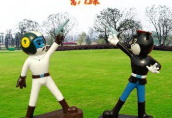 現(xiàn)代黑貓警長(zhǎng)雕塑 大型卡通雕塑 彩繪雕塑