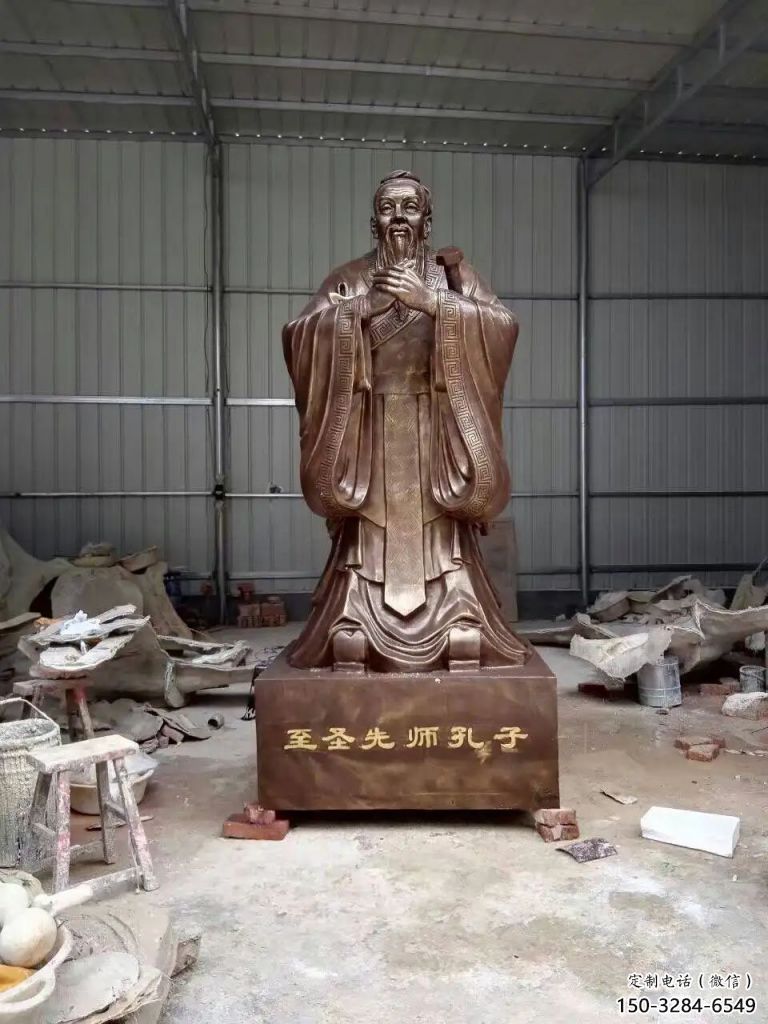 商業街孔子雕塑 烤漆雕塑 彩繪古代雕塑