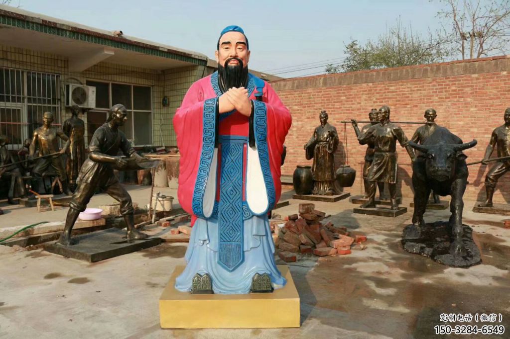 大型孔子雕塑 步行街學(xué)校雕塑 彩繪擺件