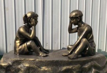 鑄銅小孩子雕塑 仿真景觀兒童雕塑 景觀童趣雕塑