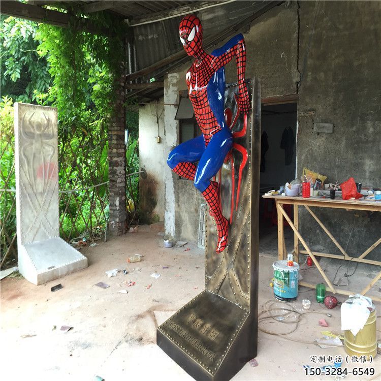 店門口蜘蛛俠雕塑 創意景觀雕塑 卡通擺件