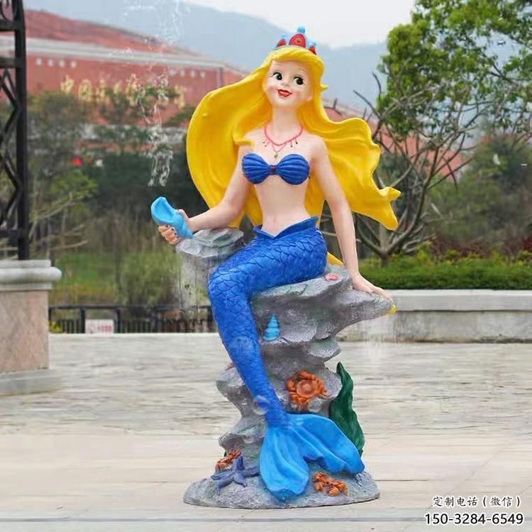 步行街美人魚雕塑 游樂場(chǎng)景觀卡通雕塑 鑄造動(dòng)漫雕塑