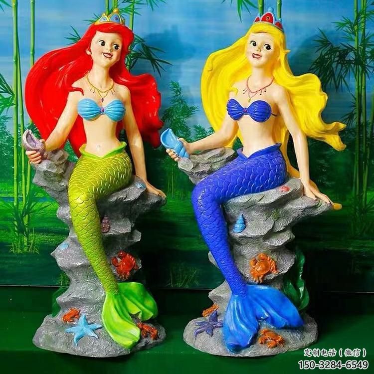 動漫美人魚雕塑 店門口園林雕塑 卡通小品