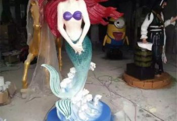 商業(yè)街美人魚(yú)雕塑 烤漆雕塑 彩繪動(dòng)漫雕塑
