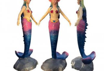 田間美人魚雕塑 彩繪動漫雕塑 園林擺件