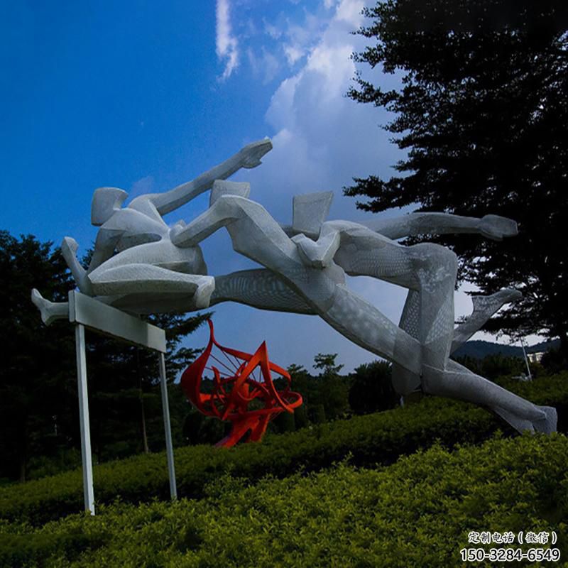 跨欄雕塑 仿真景觀體育雕塑 烤漆運動員雕塑