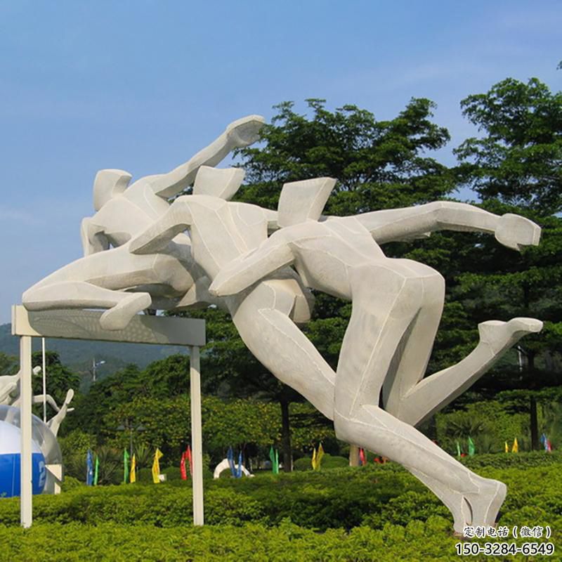 商業(yè)街跨欄雕塑 烤漆體育雕塑 彩繪運(yùn)動員雕塑