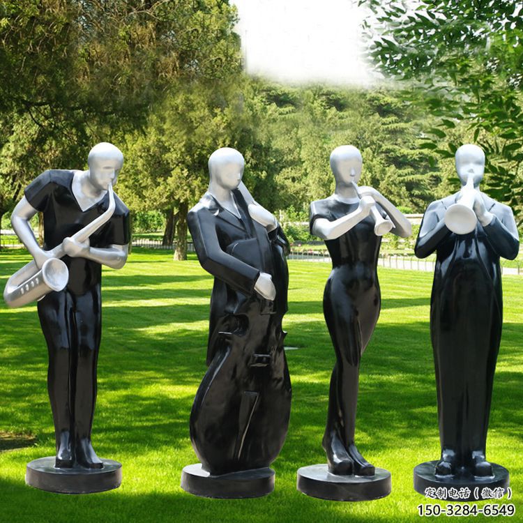 公園吹拉彈唱雕塑 創(chuàng)意企業(yè)音樂雕塑 美陳音樂人雕塑