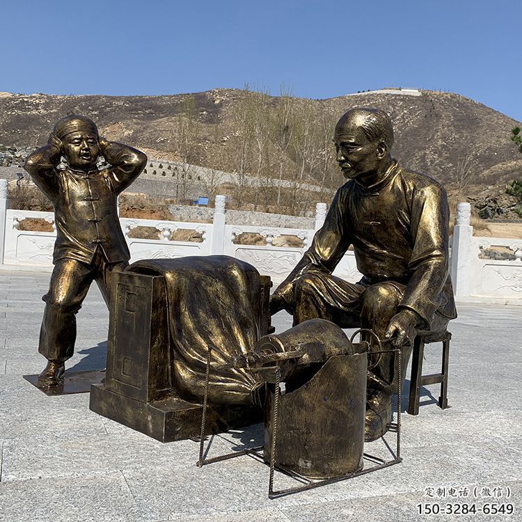 景觀爆米花雕塑 仿真景觀民俗雕塑 黃銅小吃雕塑