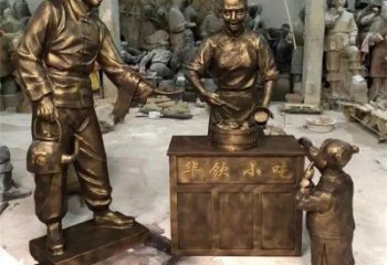 仿古貨郎雕塑 庭院彩繪雕塑 田間小品