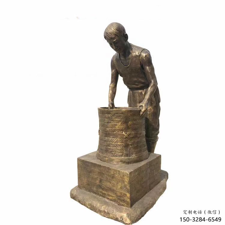 茶道雕塑 烤漆大型制茶雕塑 彩繪民俗文化雕塑