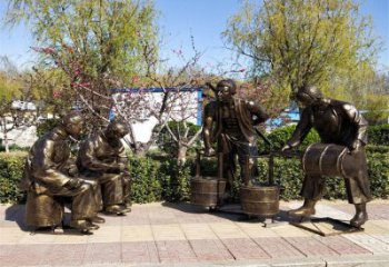 景觀茶道雕塑 彩繪制茶雕塑 商業街民俗雕塑