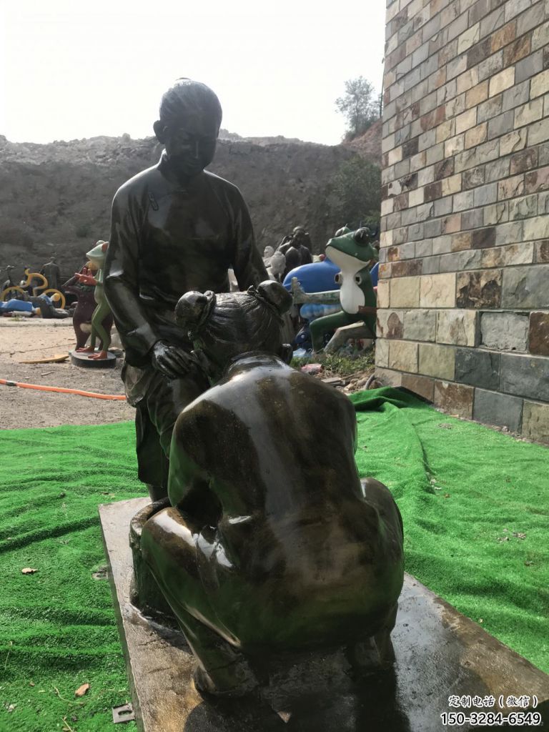 街道孝道雕塑 現(xiàn)代景觀人物雕塑 彩繪文化雕塑