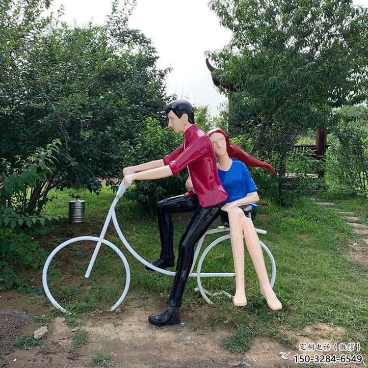 街道愛情雕塑 現代戀人雕塑 彩繪親吻文化雕塑