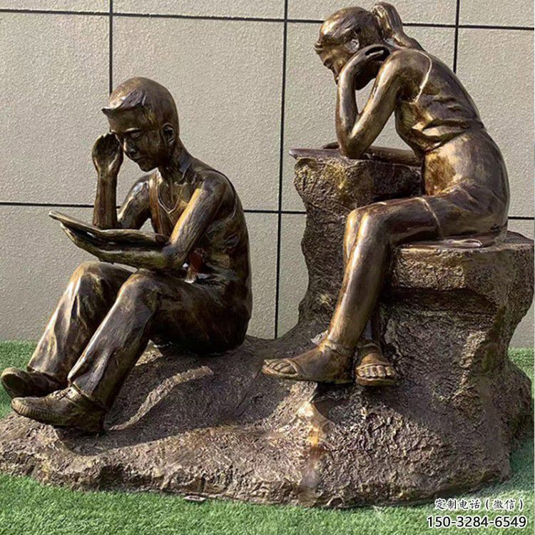 景觀看書雕塑 仿真學生雕塑 人物雕塑
