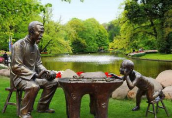 街道下象棋雕塑 現代民俗雕塑 彩繪雕塑