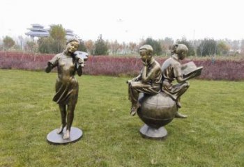 街道看書雕塑 現(xiàn)代學生雕塑 彩繪人物文化雕塑