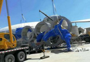 運動場建筑雕塑，不銹鋼五環雕塑，廣場建筑