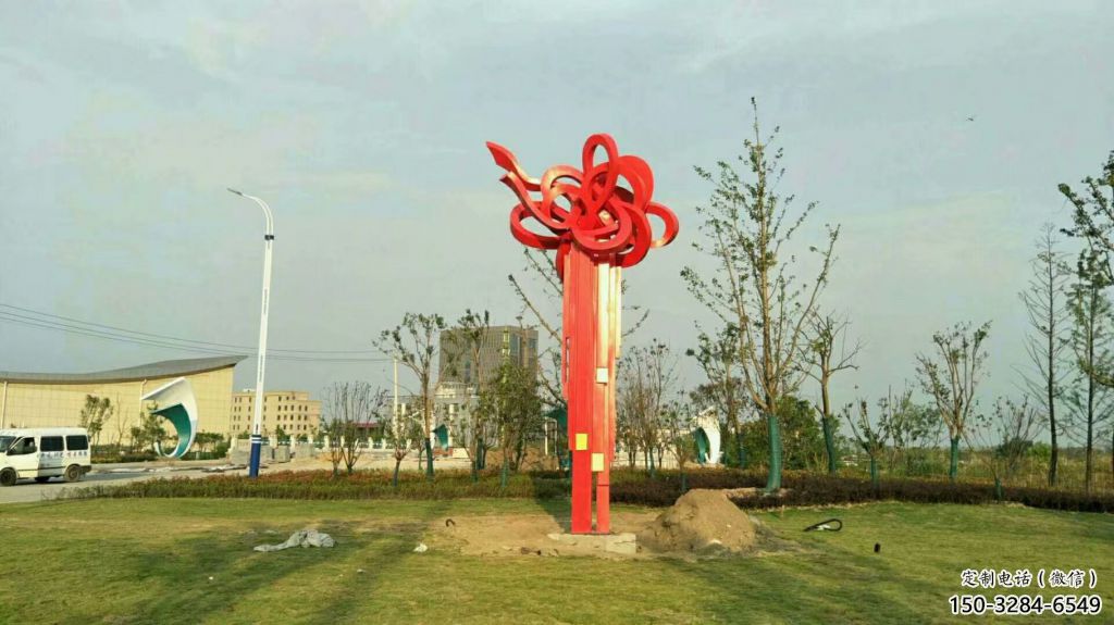 景觀中國(guó)結(jié)雕塑 烤漆大型雕塑 酒店文化雕塑