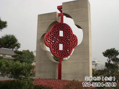 園林中國結雕塑廠家，烤漆工藝制作，民俗文化標識