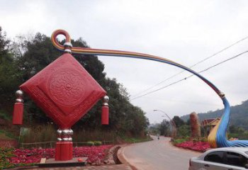 街道中國結雕塑 現代景觀雕塑 彩繪文化雕塑