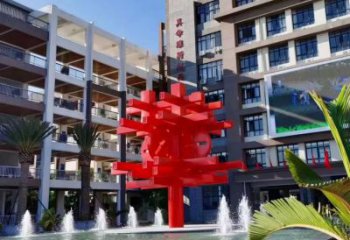 拉絲中國(guó)結(jié)雕塑 鏤空創(chuàng)意雕塑 別墅區(qū)文化雕塑