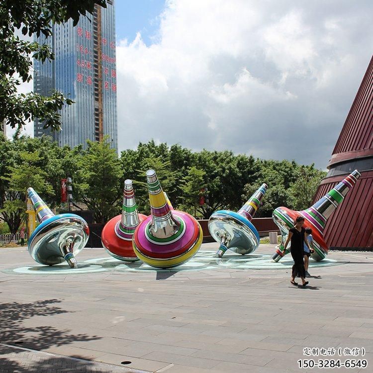 戶外陀螺雕塑 噴漆景觀雕塑 燈光地標(biāo)雕塑