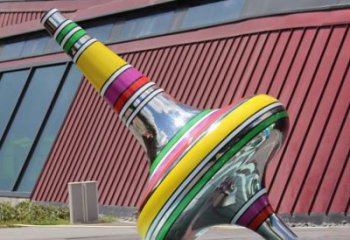 商業(yè)街陀螺雕塑 烤漆雕塑 彩繪地標雕塑