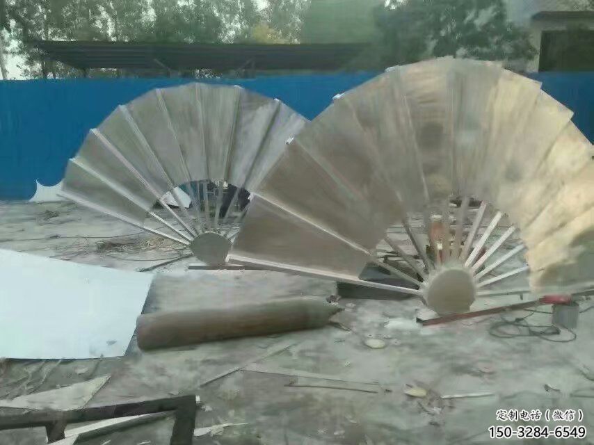 抽象扇子雕塑 啞光景觀雕塑 室內扇形雕塑
