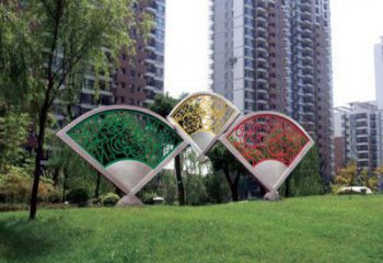 公園扇子雕塑 創意企業雕塑 美陳扇形雕塑