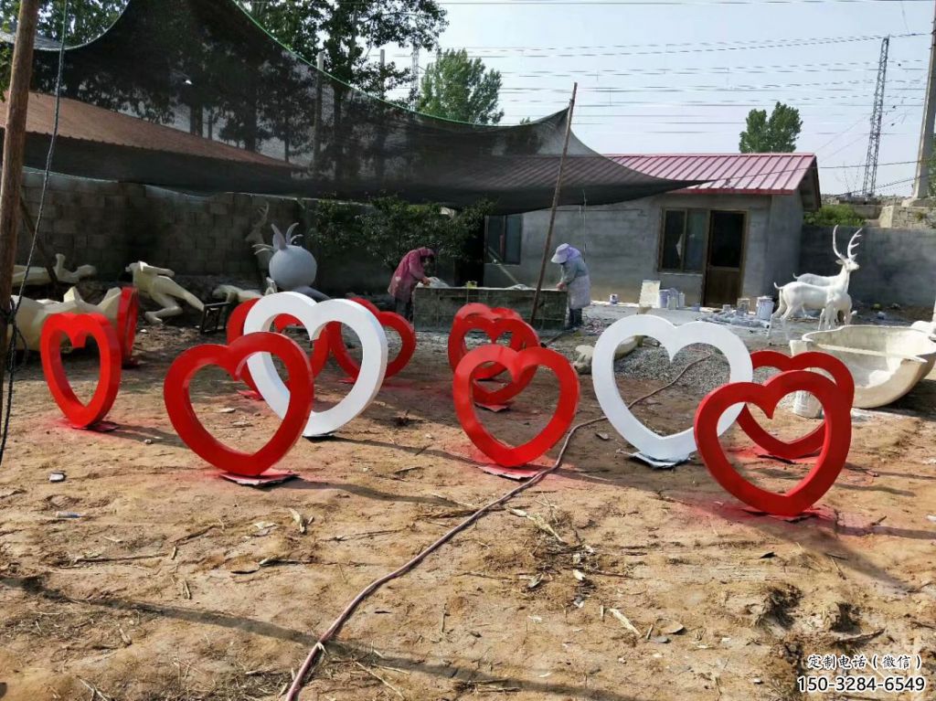 心形雕塑 景觀美陳雕塑 噴漆愛情雕塑