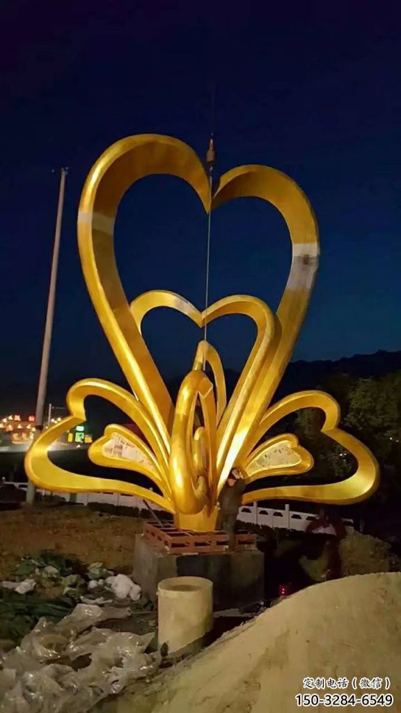 別墅區(qū)雙心雕塑 大型別墅區(qū)雕塑 剪影心心相印雕塑