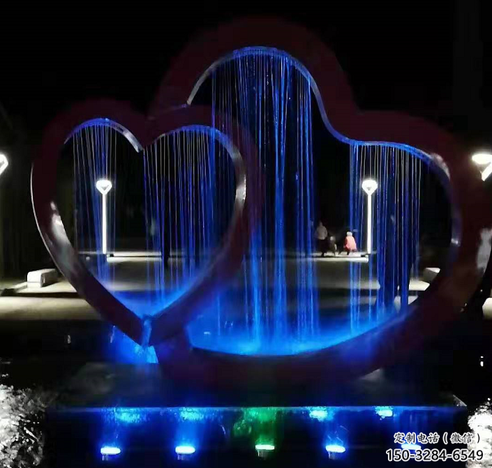 街頭雙心雕塑 大型別墅區雕塑 鋼管心心相印雕塑