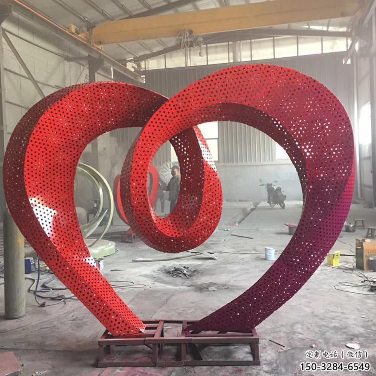 酒店雙心雕塑 景觀美陳雕塑 現(xiàn)代心心相印雕塑