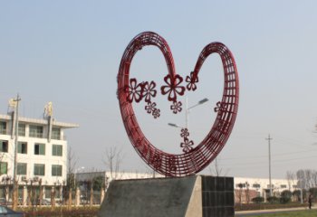 彩繪愛心雕塑 電鍍現(xiàn)代雕塑 公園雕塑