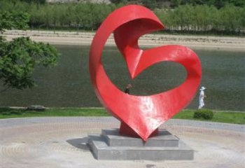 彩繪心形雕塑 電鍍現代雕塑 公園愛情雕塑