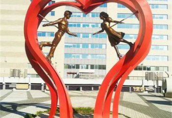 商業街心形雕塑 烤漆雕塑 彩繪愛情雕塑