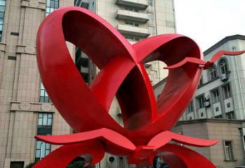 步行街雙心雕塑 游樂場(chǎng)桃心雕塑 鑄造心心相印雕塑