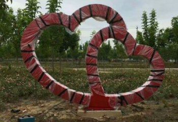 雙心雕塑 抽象藝術雕塑 烤漆心心相印雕塑