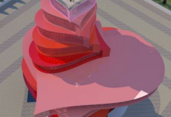 庭院雙心雕塑 公園雕塑 鍛造心心相印雕塑