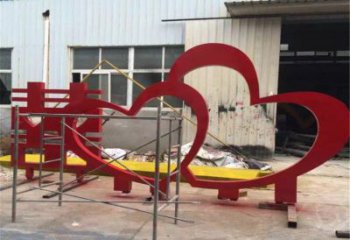 住宅小區雙心雕塑 啞光桃心雕塑 公園心心相印雕塑