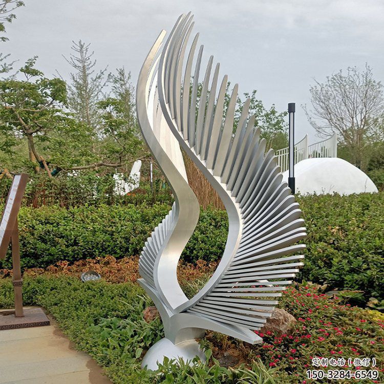 創(chuàng)意鳳尾雕塑 啞光展翅造型 公園雕塑