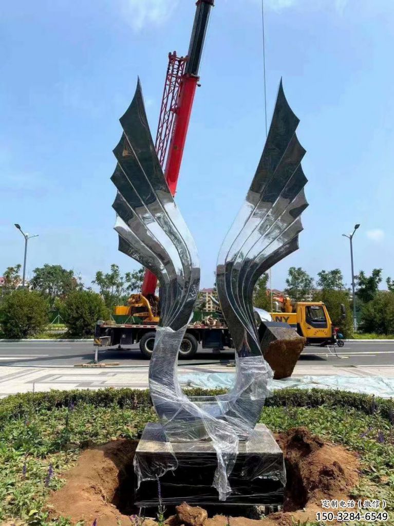 園林鳳尾雕塑，噴漆景觀雕塑，網格形式