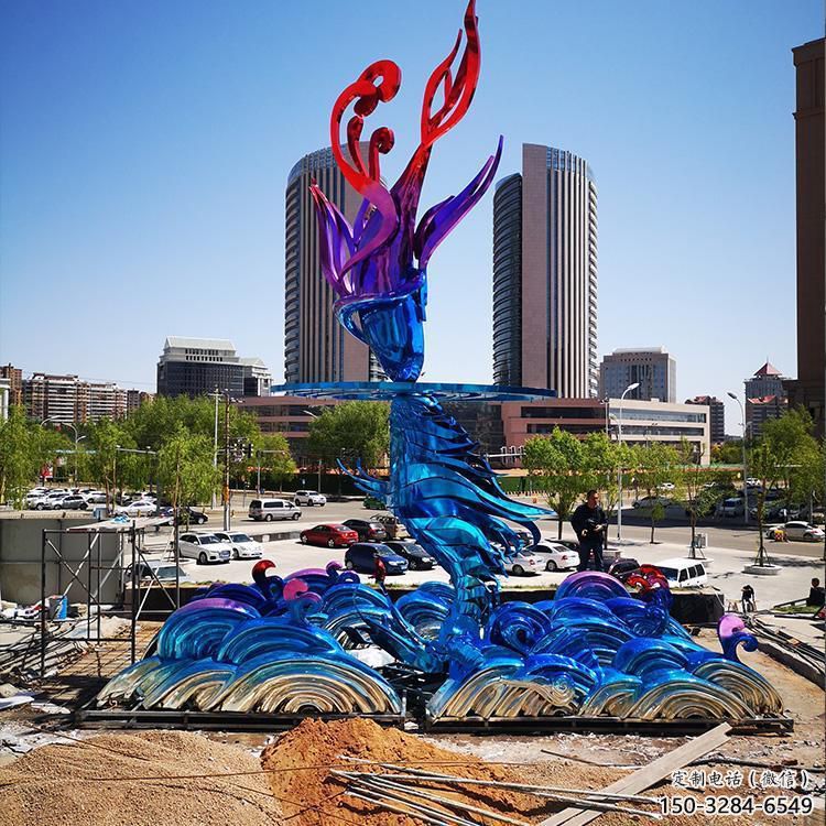 街頭浪花雕塑 大型別墅區波浪雕塑 鋼管波浪雕塑
