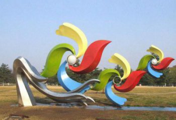 酒店風車雕塑 景觀風動雕塑 現代旋轉雕塑