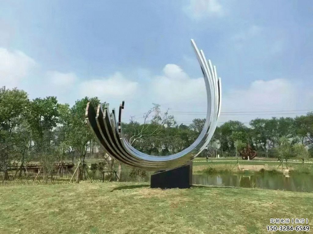 酒店月牙雕塑 景觀雕塑 現代月亮牙雕塑