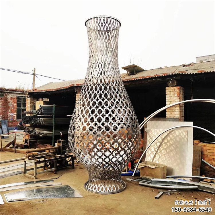 廣場(chǎng)花瓶雕塑 抽象雕塑 烤漆瓶子雕塑