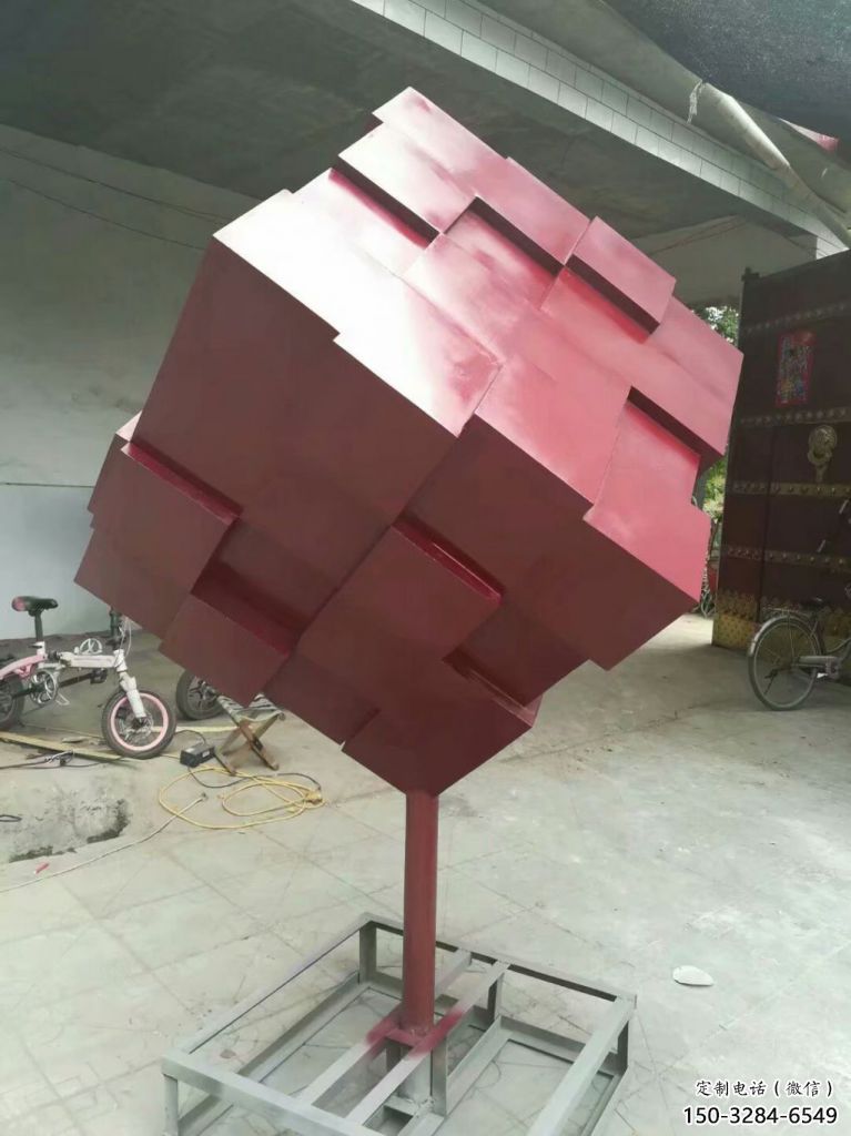 公園正方形雕塑 創(chuàng)意企業(yè)方塊雕塑 美陳正方體雕塑