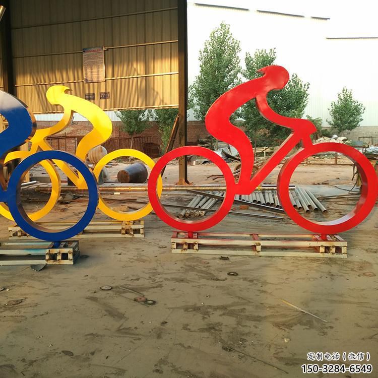 水景自行車(chē)雕塑 彩繪剪紙運(yùn)動(dòng)員雕塑 現(xiàn)代體育雕塑